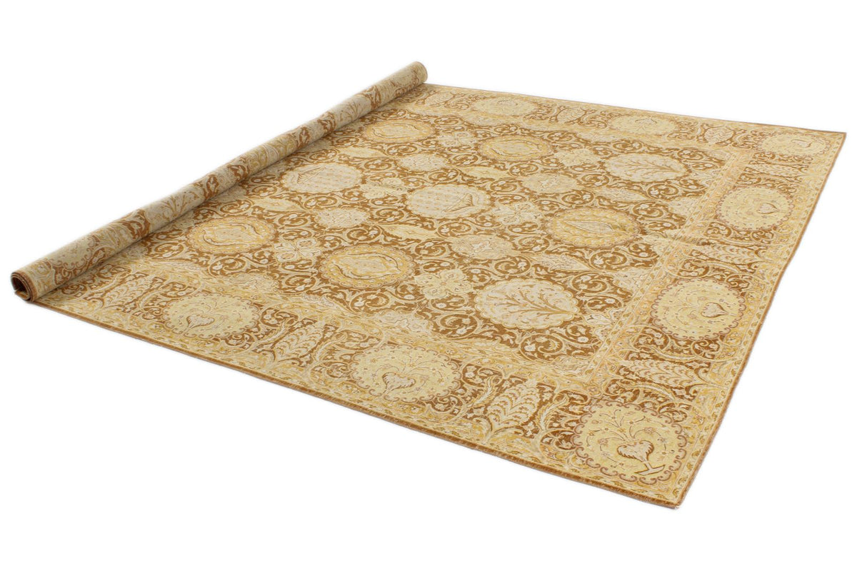 8x10 Brown and Gold Persian Traditional Rug