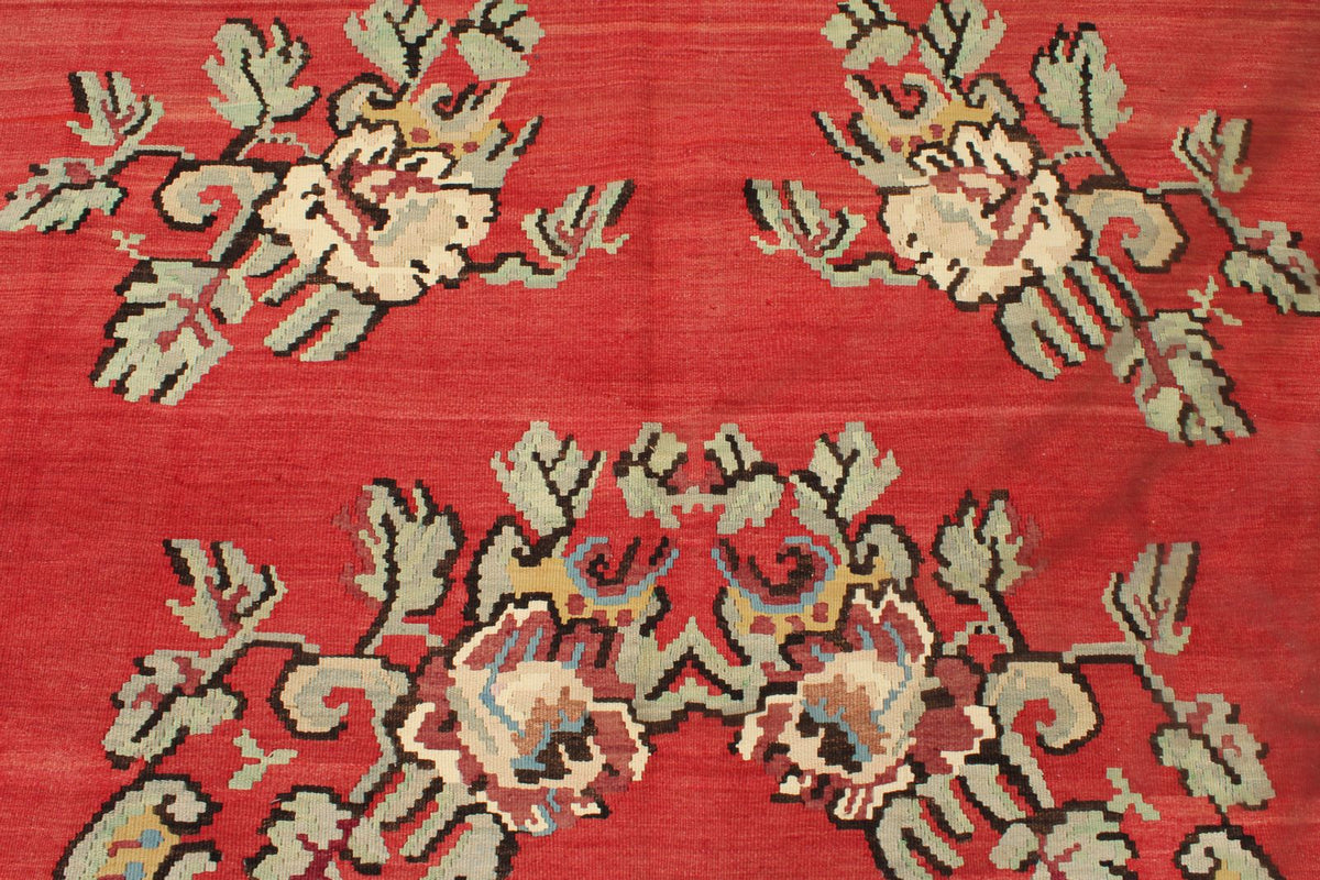 8x11 Red and Black Turkish Tribal Rug