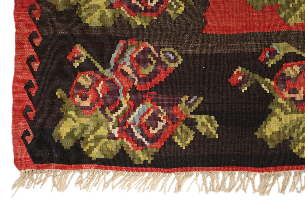 9x10 Red and Black Turkish Tribal Rug