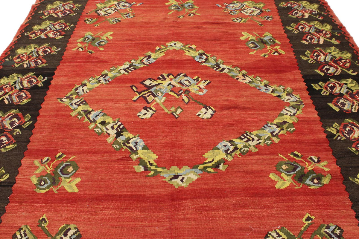 9x10 Red and Black Turkish Tribal Rug