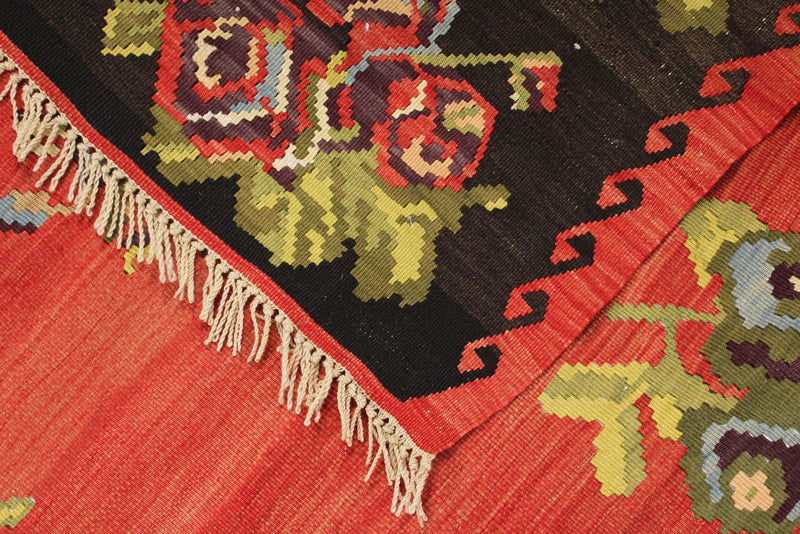 9x10 Red and Black Turkish Tribal Rug