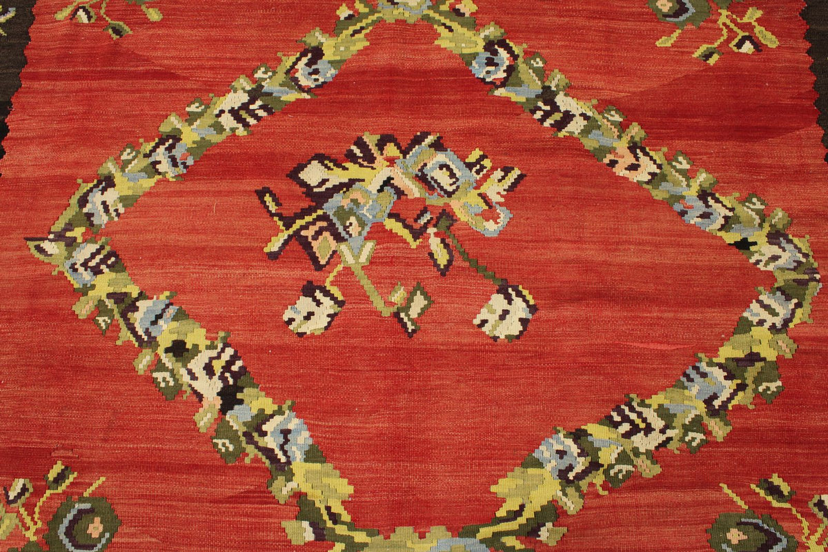 9x10 Red and Black Turkish Tribal Rug