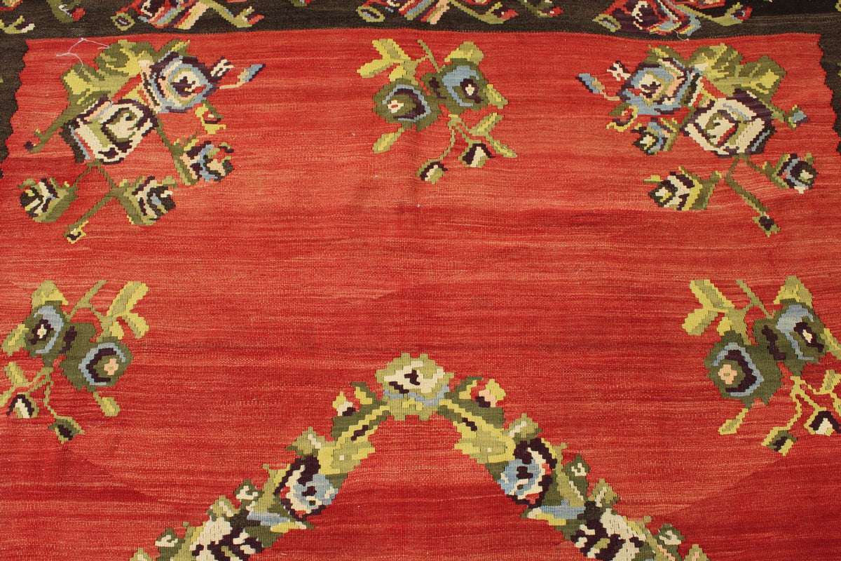 9x10 Red and Black Turkish Tribal Rug