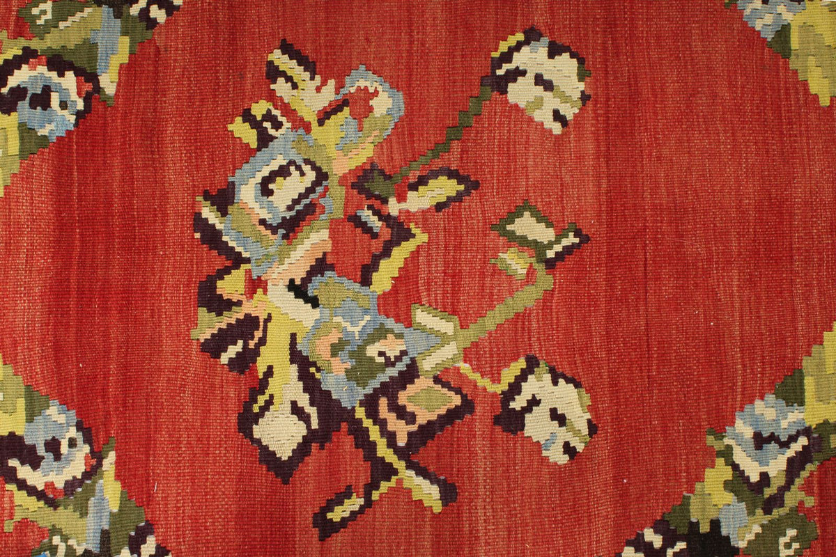 9x10 Red and Black Turkish Tribal Rug