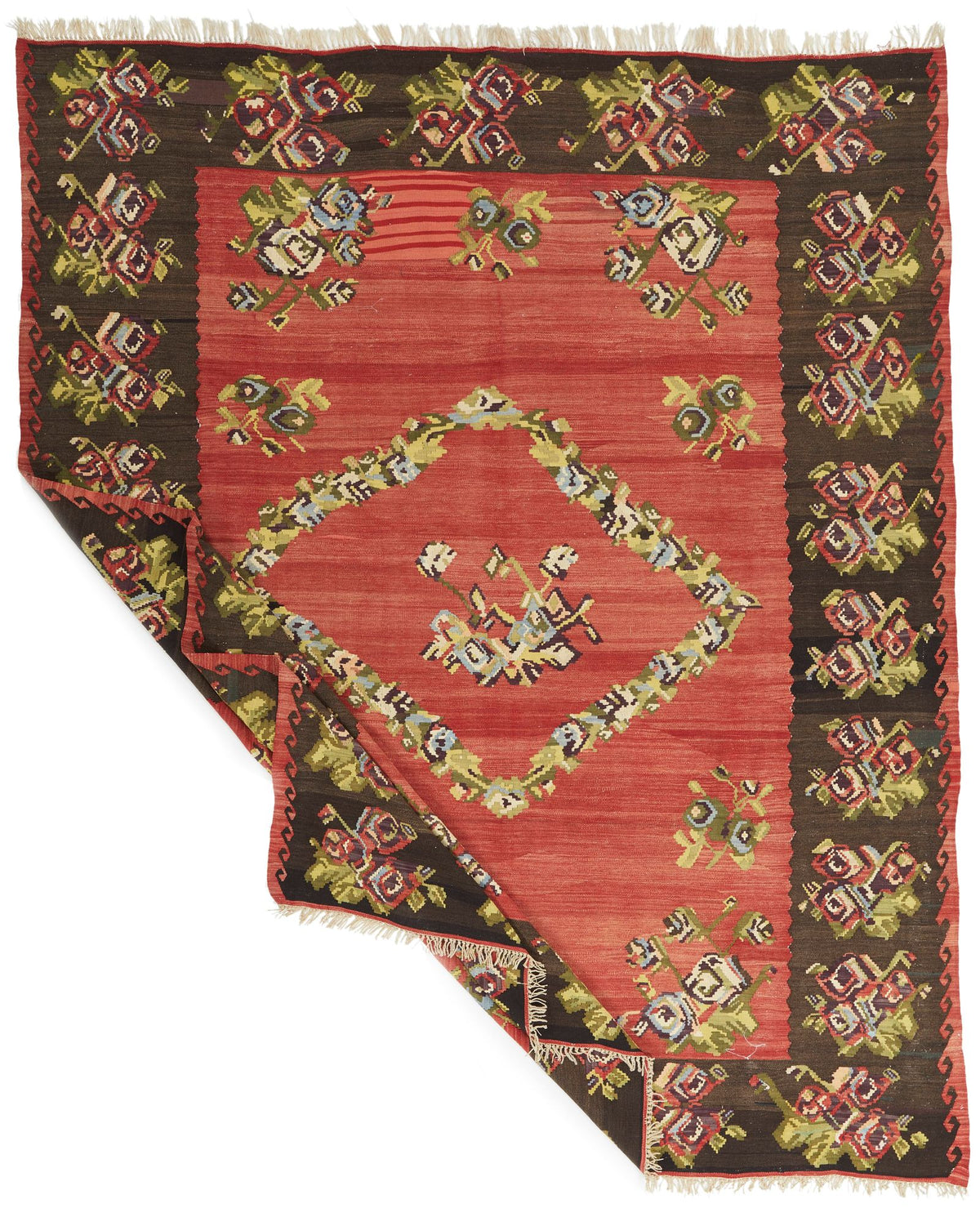 9x10 Red and Black Turkish Tribal Rug