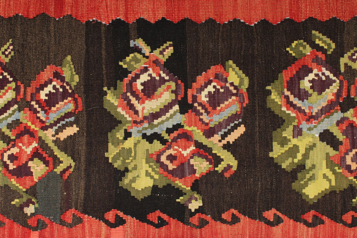 9x10 Red and Black Turkish Tribal Rug