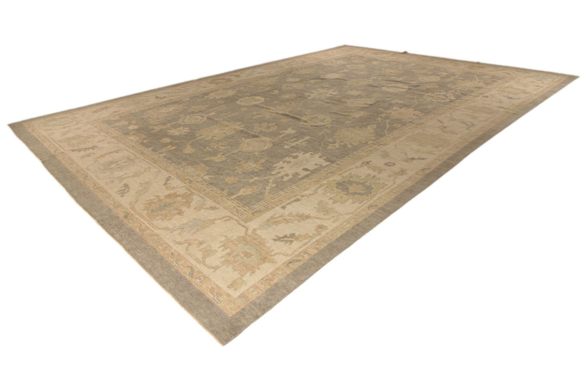 13x20 Gray and Ivory Turkish Oushak Rug