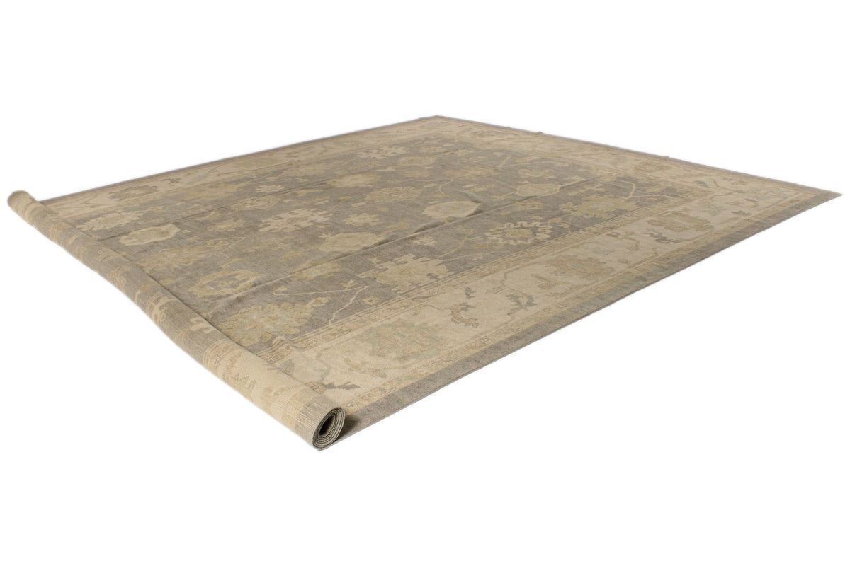 13x20 Gray and Ivory Turkish Oushak Rug