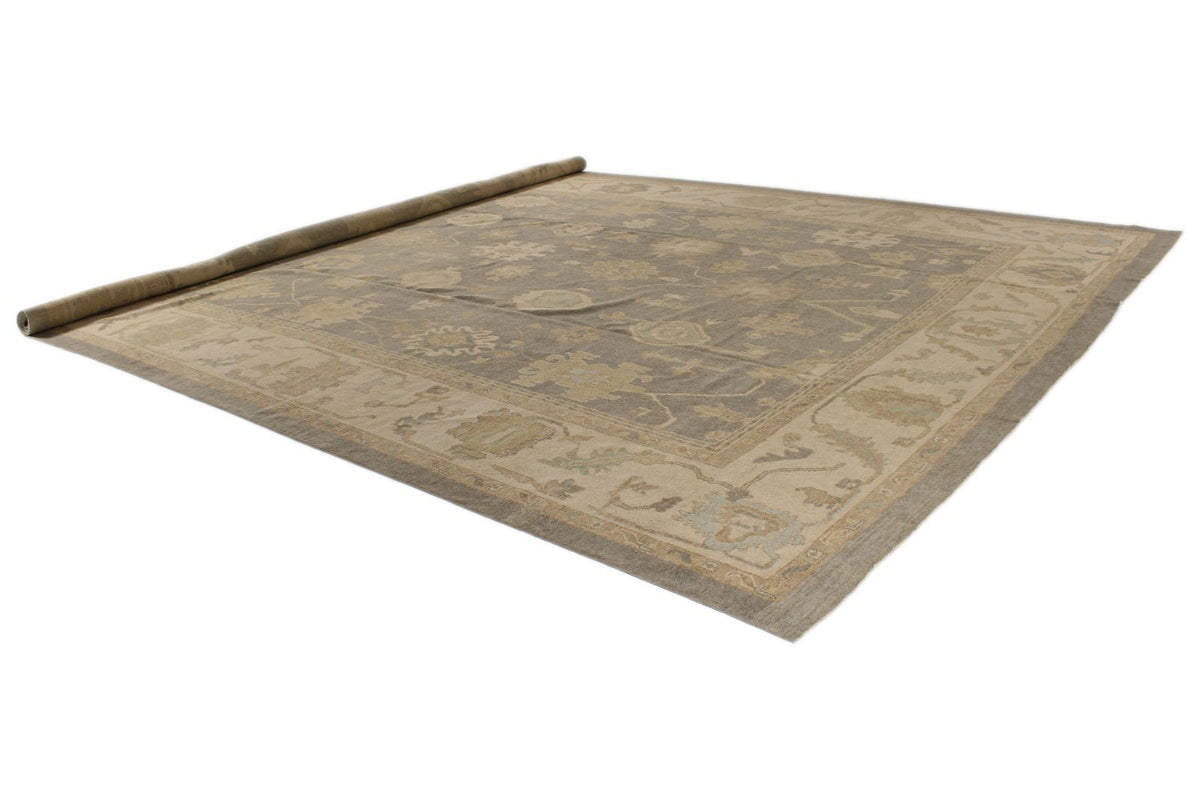 13x20 Gray and Ivory Turkish Oushak Rug