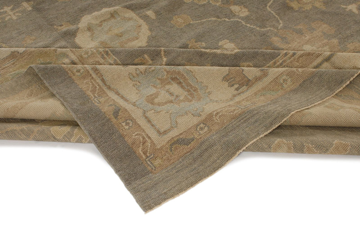 13x20 Gray and Ivory Turkish Oushak Rug