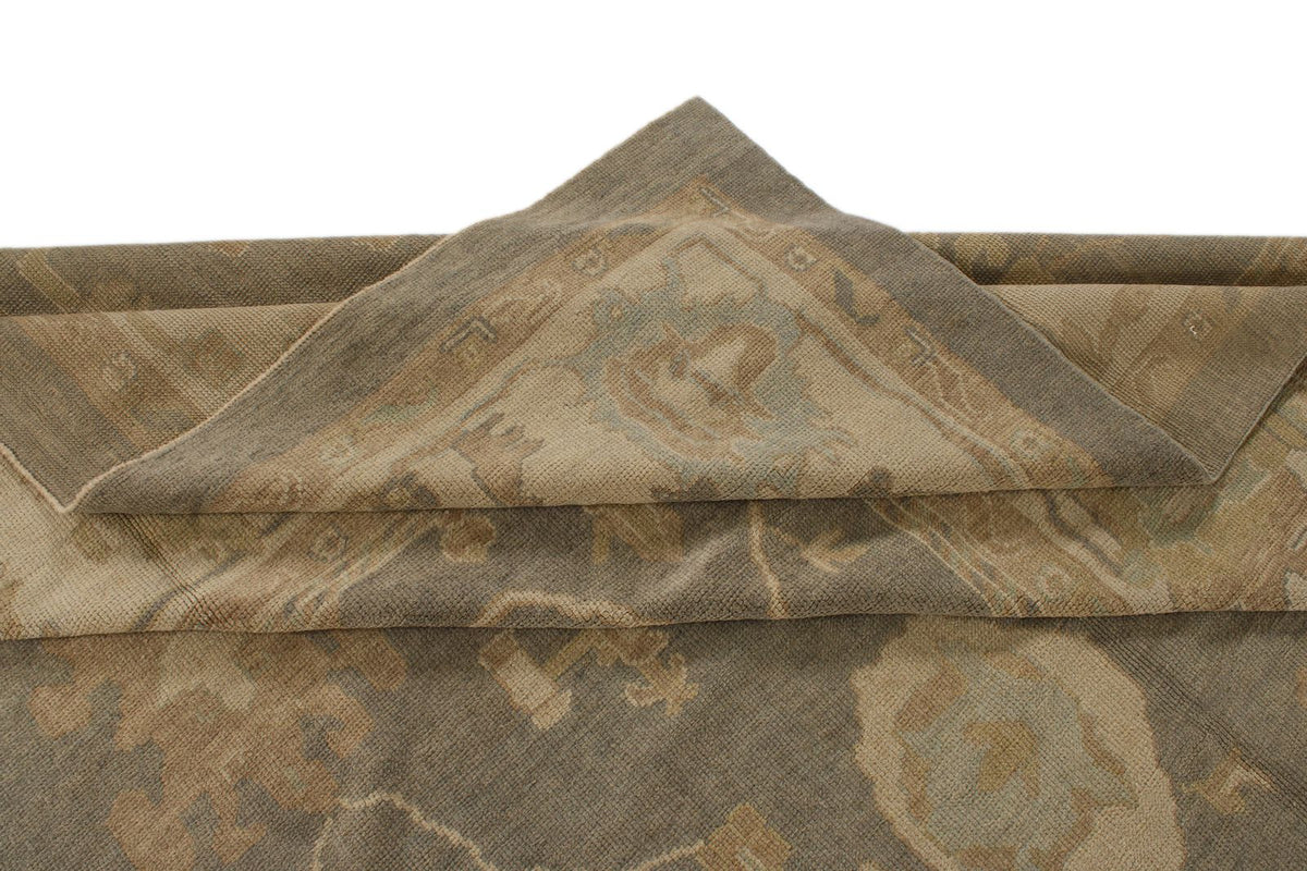 13x20 Gray and Ivory Turkish Oushak Rug