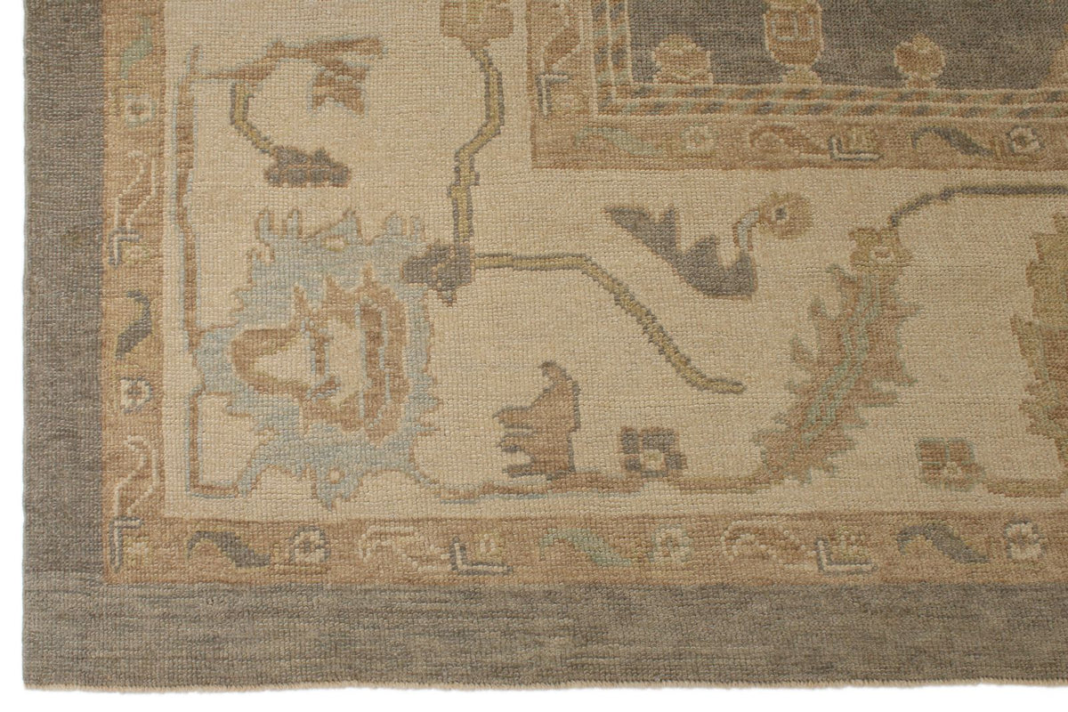 13x20 Gray and Ivory Turkish Oushak Rug