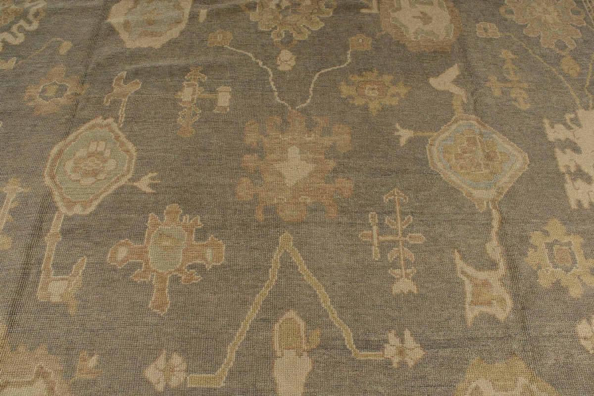 13x20 Gray and Ivory Turkish Oushak Rug