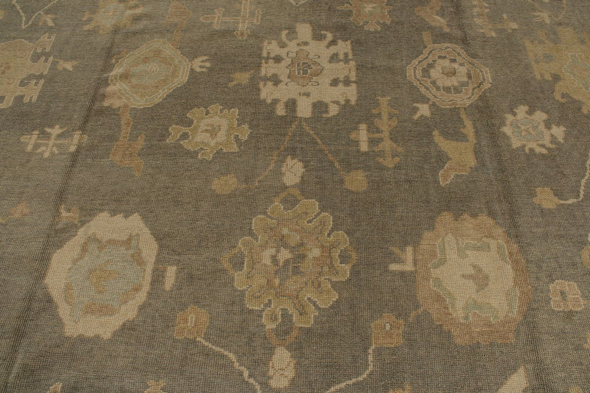 13x20 Gray and Ivory Turkish Oushak Rug