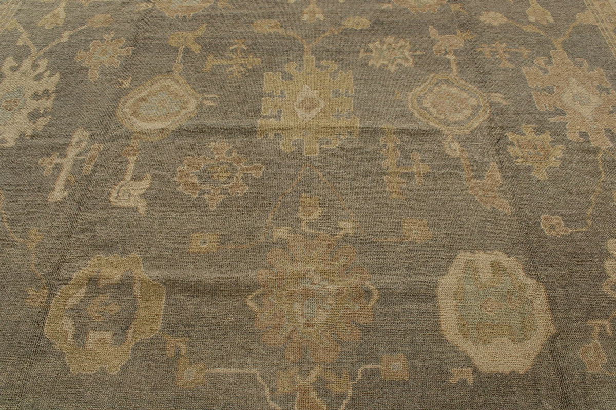13x20 Gray and Ivory Turkish Oushak Rug