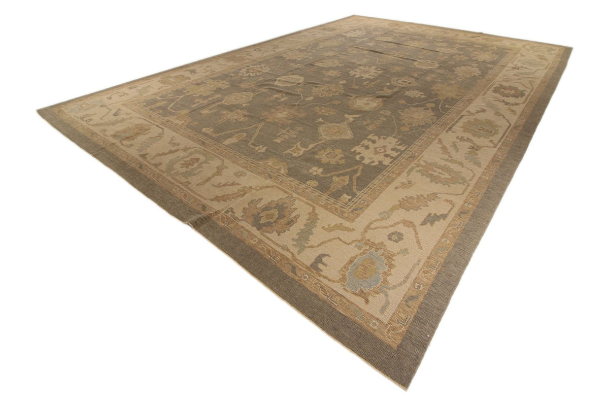13x20 Gray and Ivory Turkish Oushak Rug