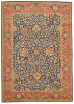 5x7 Navy and Dark Rust Turkish Oushak Rug