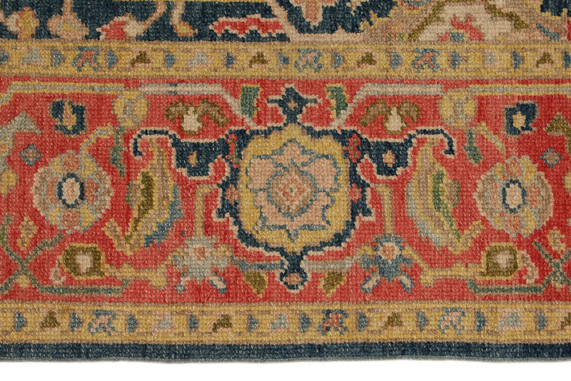 5x7 Navy and Dark Rust Turkish Oushak Rug