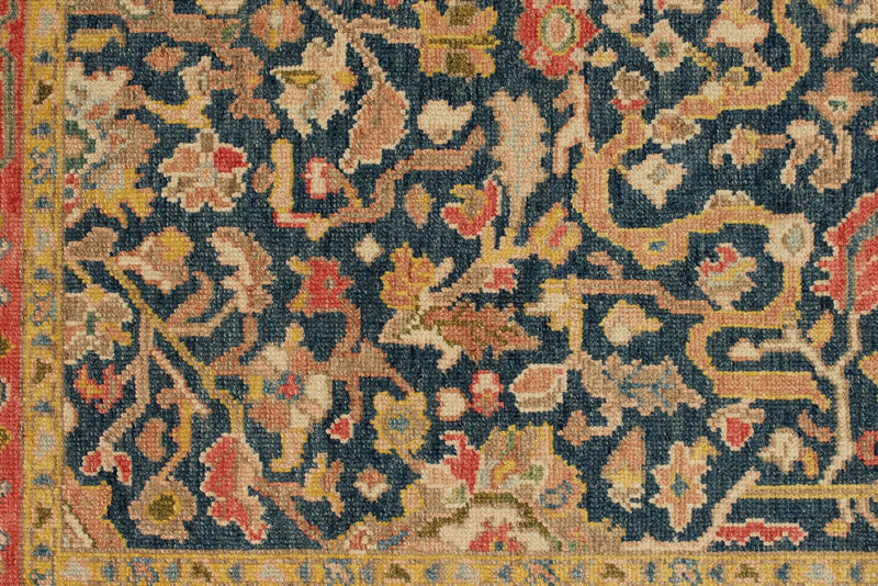 5x7 Navy and Dark Rust Turkish Oushak Rug