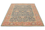 5x7 Navy and Dark Rust Turkish Oushak Rug