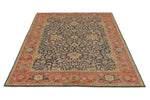 5x7 Navy and Dark Rust Turkish Oushak Rug