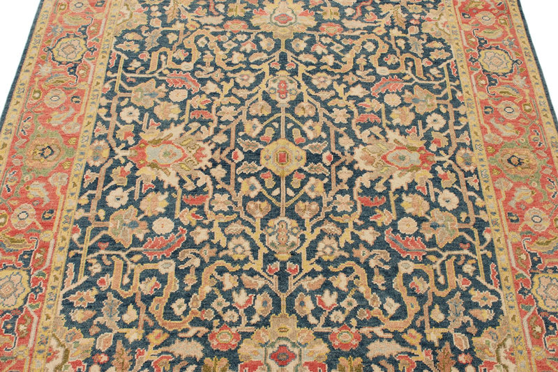 5x7 Navy and Dark Rust Turkish Oushak Rug