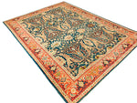 7x9 Navy and Pink Turkish Oushak Rug