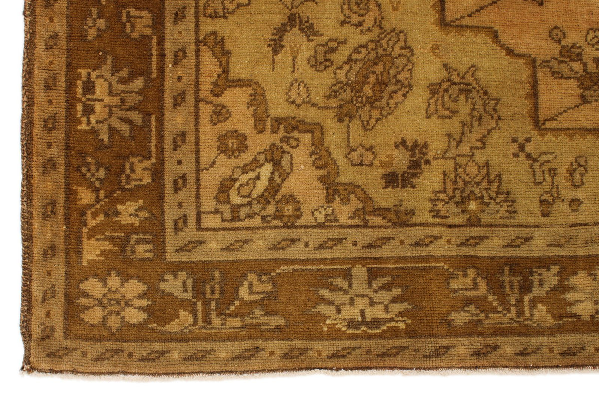 6x11 Ivory and Brown Turkish Tribal Rug