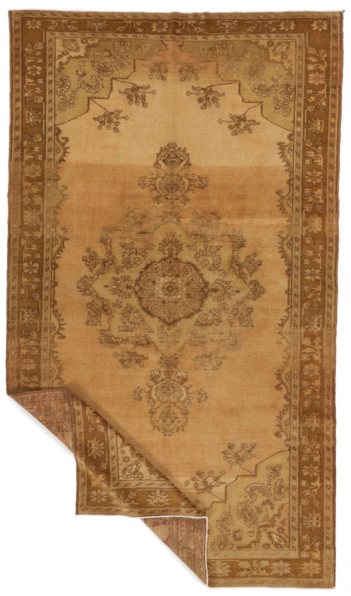 6x11 Ivory and Brown Turkish Tribal Rug