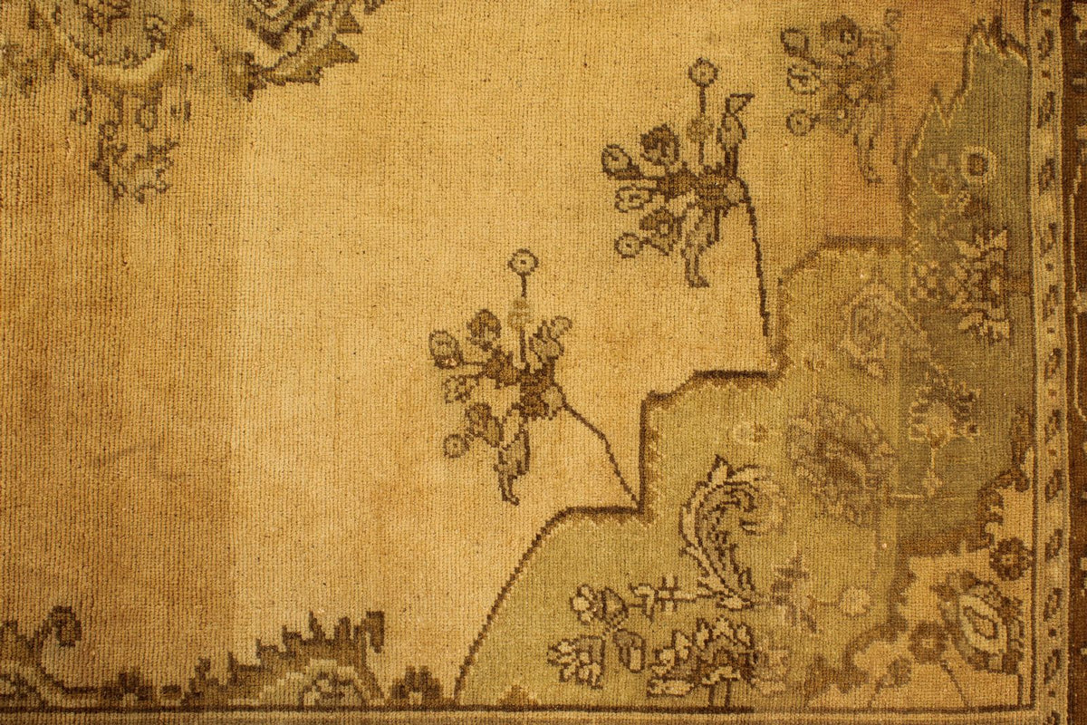 6x11 Ivory and Brown Turkish Tribal Rug