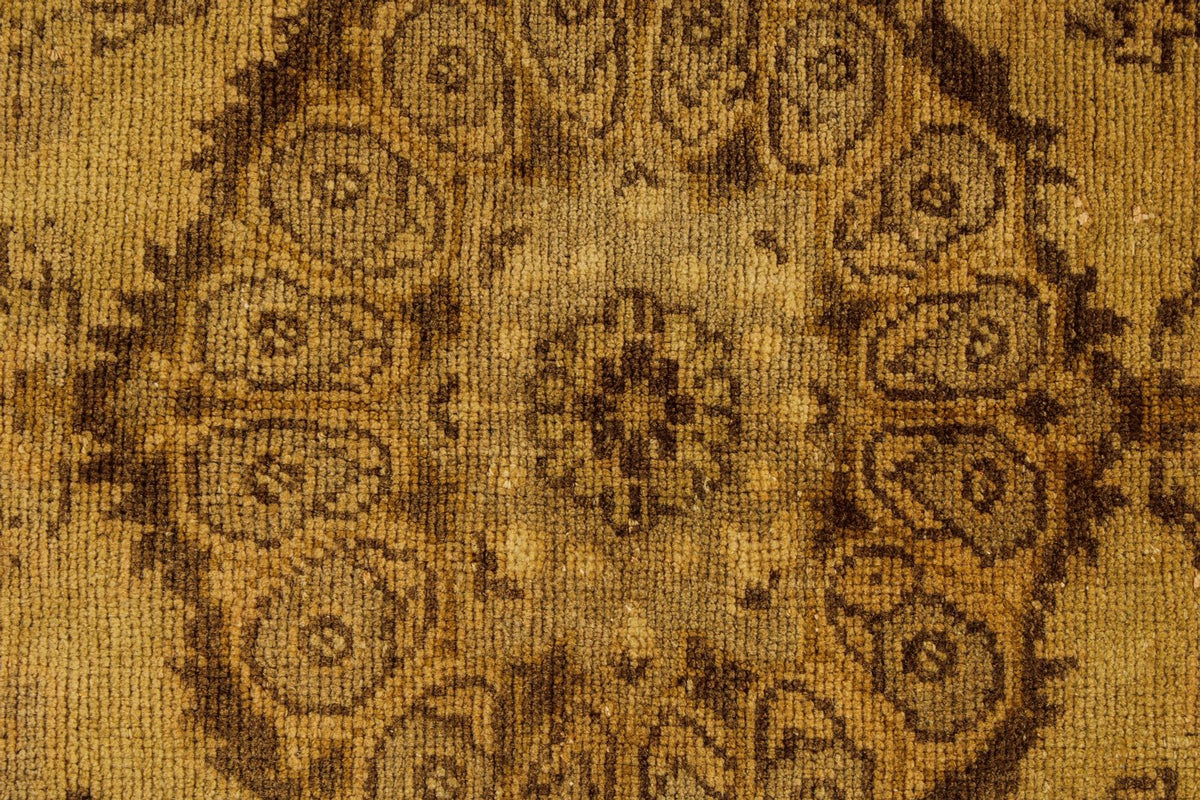 6x11 Ivory and Brown Turkish Tribal Rug