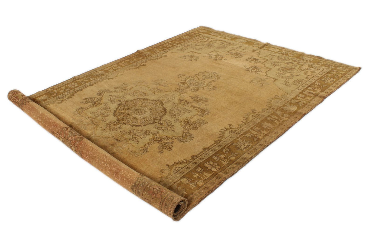 6x11 Ivory and Brown Turkish Tribal Rug