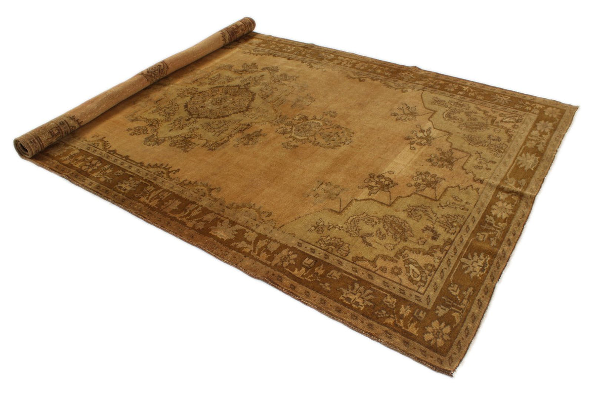 6x11 Ivory and Brown Turkish Tribal Rug