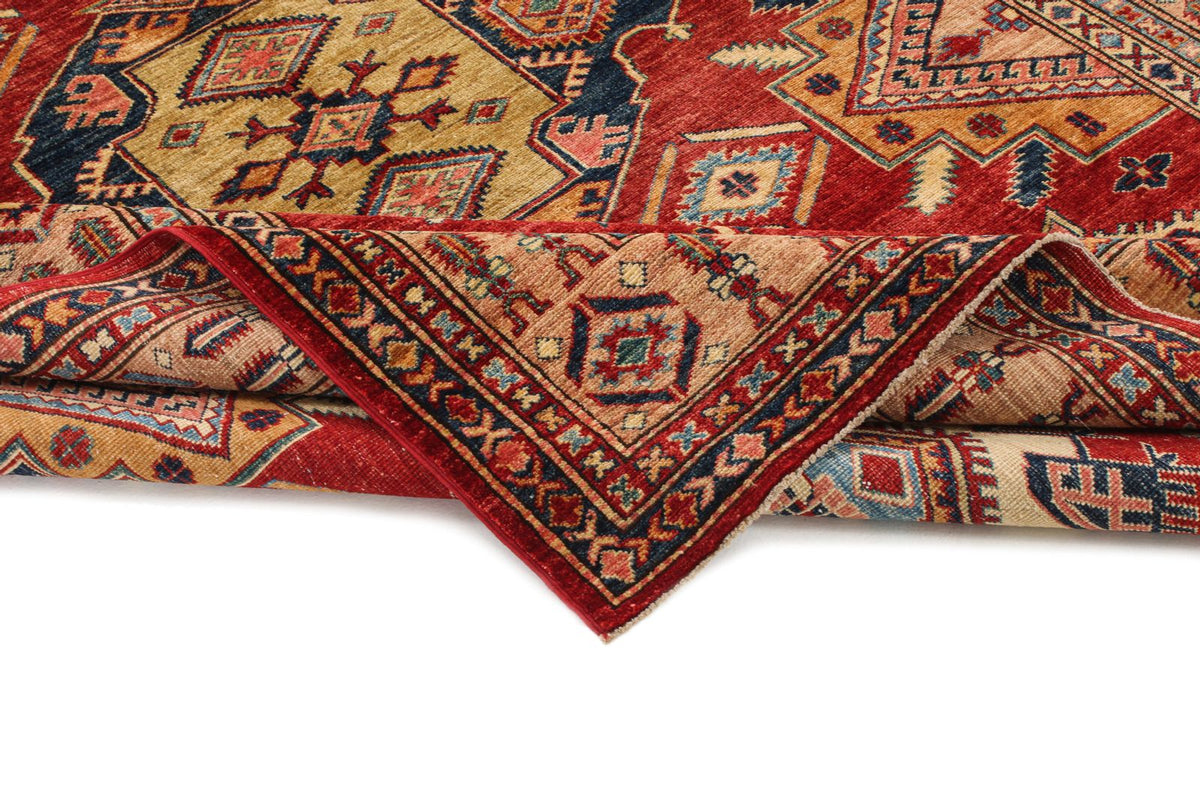 6x8 Red and Peach Kazak Tribal Rug