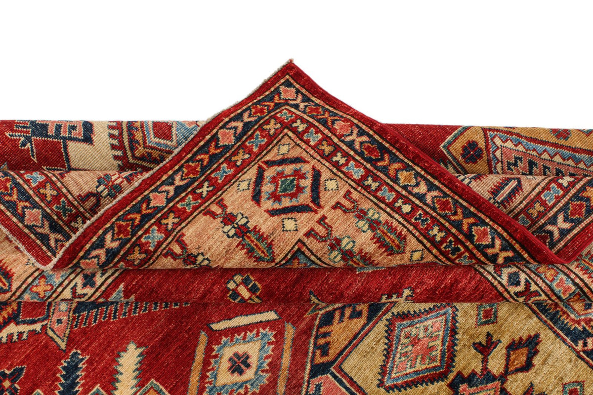 6x8 Red and Peach Kazak Tribal Rug
