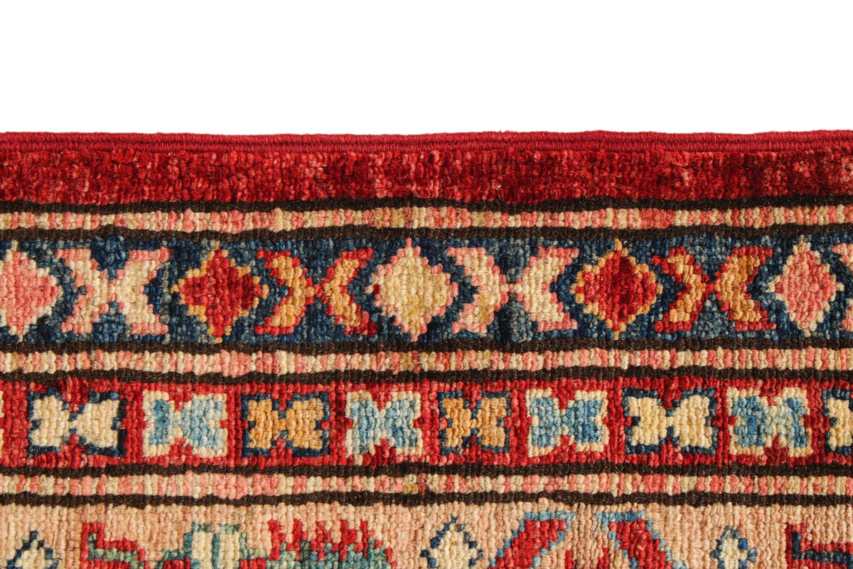 6x8 Red and Peach Kazak Tribal Rug