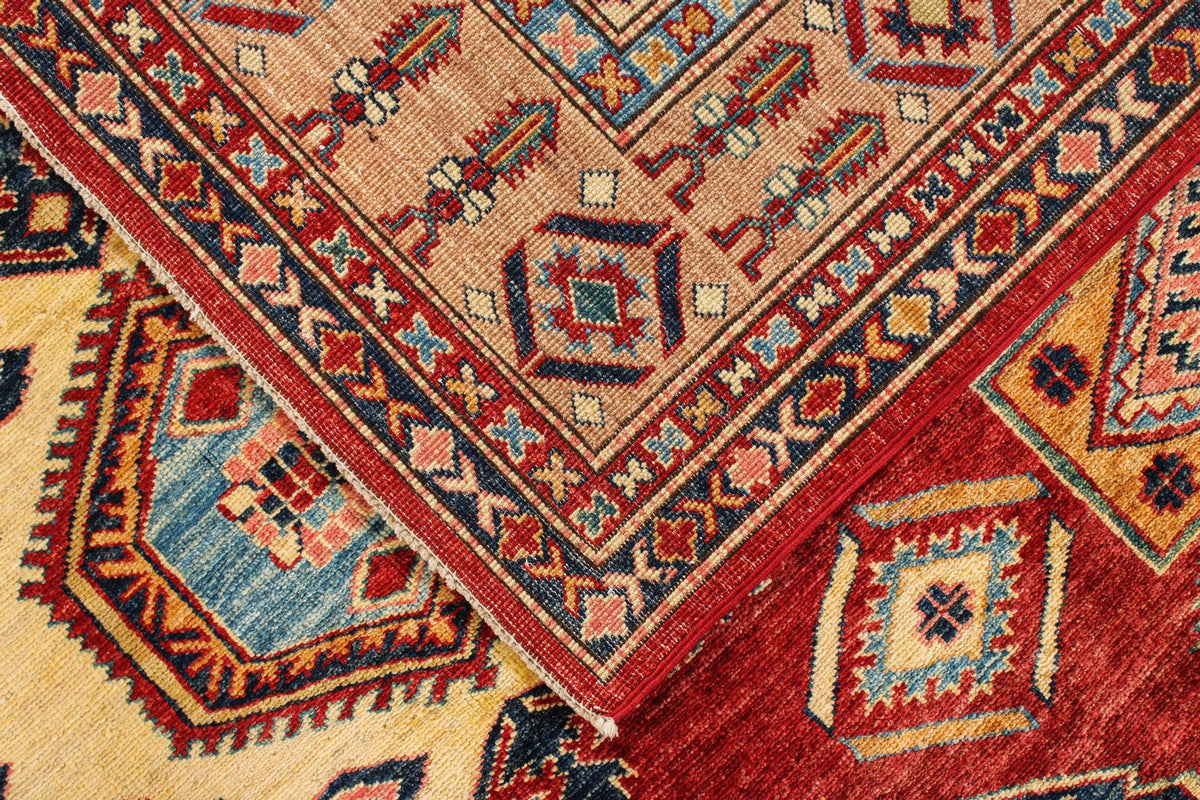 6x8 Red and Peach Kazak Tribal Rug