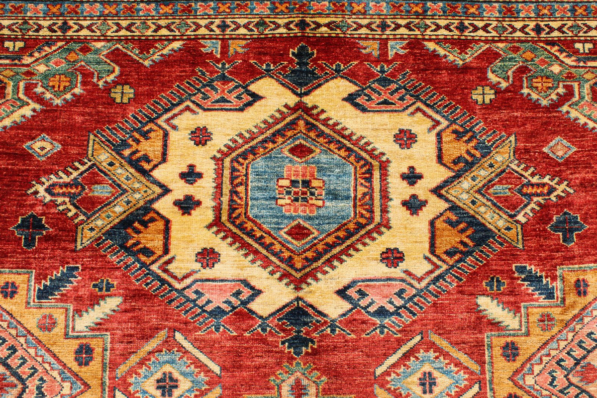 6x8 Red and Peach Kazak Tribal Rug
