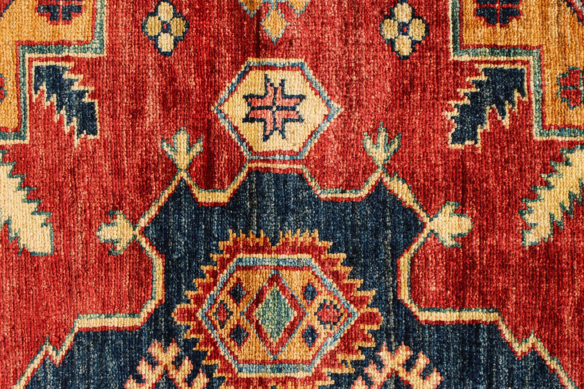 6x8 Red and Peach Kazak Tribal Rug