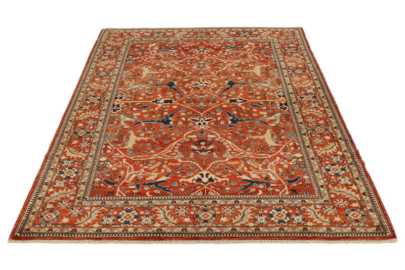 5x8 Red and Beige Anatolian Traditional Rug