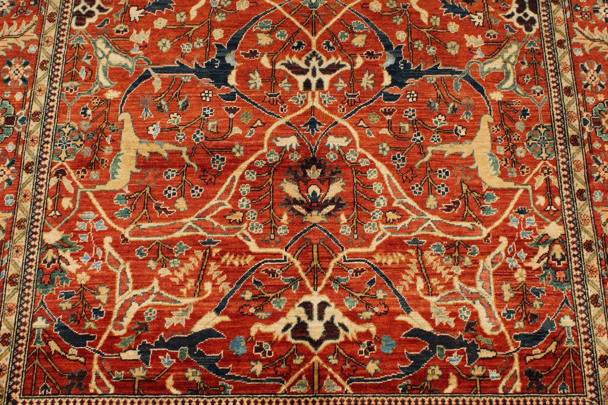 5x8 Red and Beige Anatolian Traditional Rug