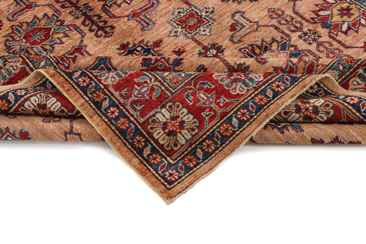 6x9 Peach and Red Kazak Tribal Rug