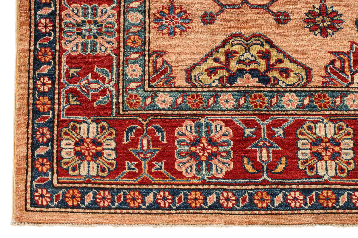 6x9 Peach and Red Kazak Tribal Rug