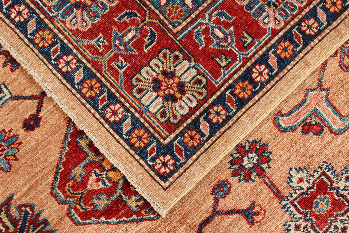 6x9 Peach and Red Kazak Tribal Rug