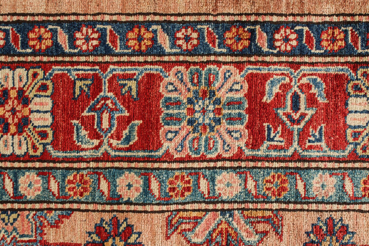 6x9 Peach and Red Kazak Tribal Rug