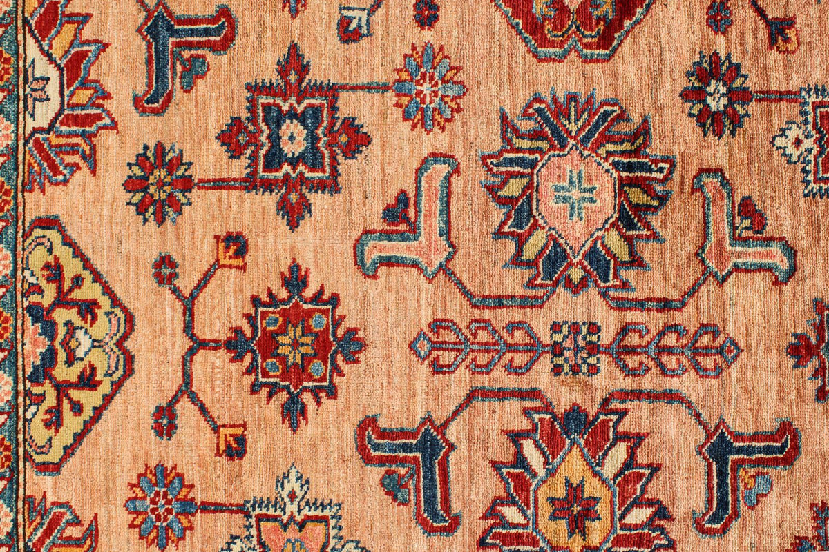 6x9 Peach and Red Kazak Tribal Rug
