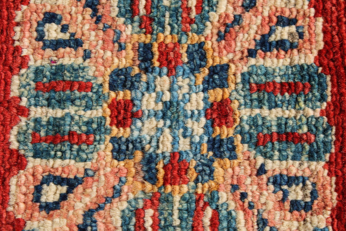 6x9 Peach and Red Kazak Tribal Rug