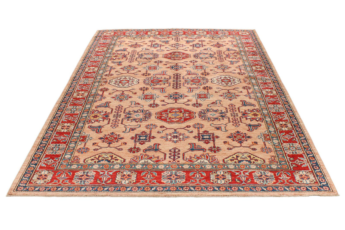 6x9 Peach and Red Kazak Tribal Rug