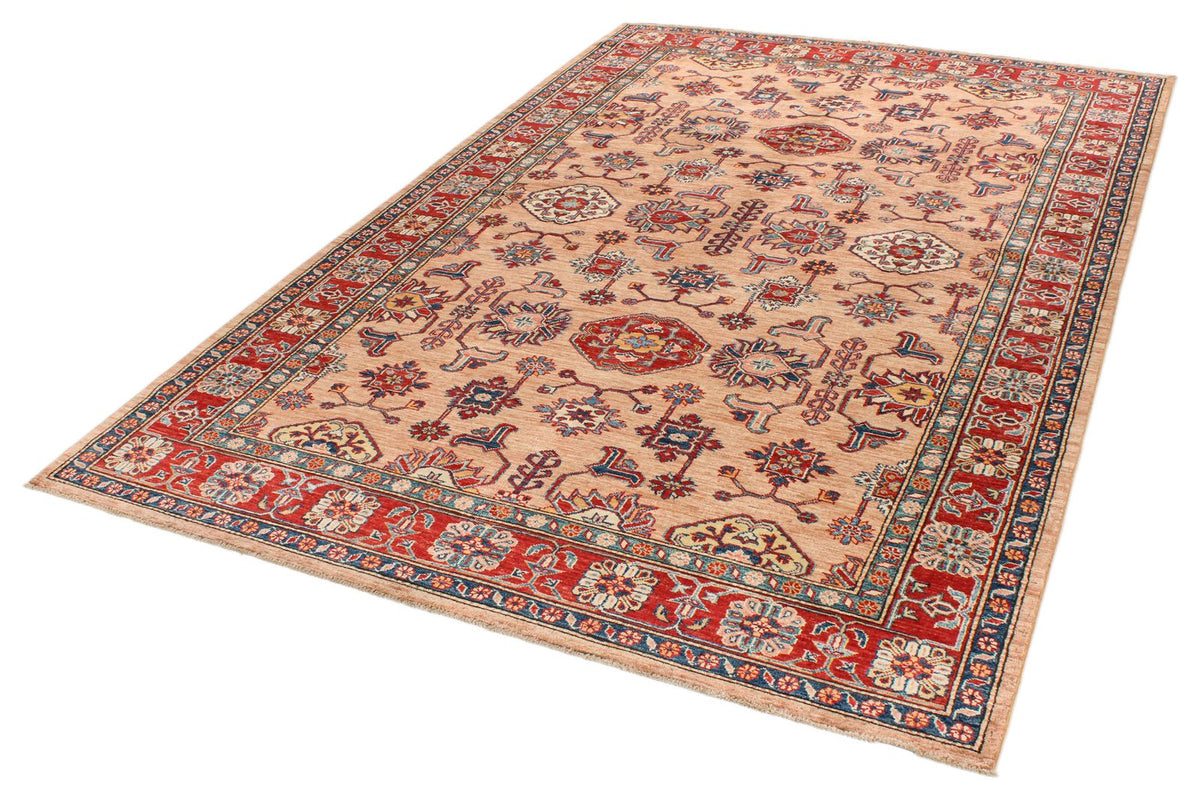 6x9 Peach and Red Kazak Tribal Rug