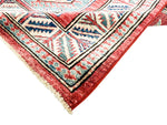 3x8 Red and Ivory Kazak Tribal Rug